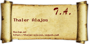 Thaler Alajos névjegykártya